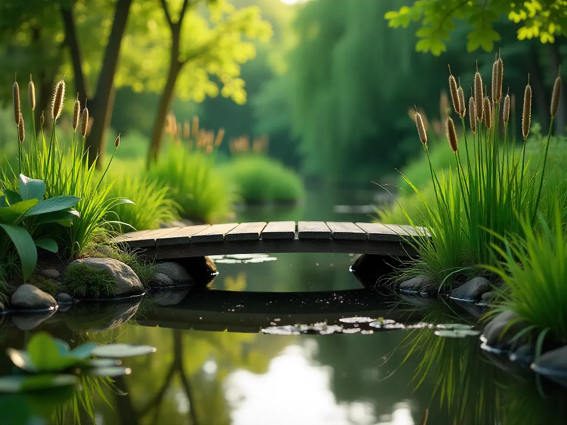 Vattenanläggning med damm och omgivande grönska